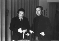 Jorge Teillier junto a Efraín Barquero