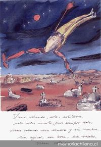 Ilustración del poema "Alberto Rojas Jimenez viene volando" : vigesimotercera estrofa (versión 1)