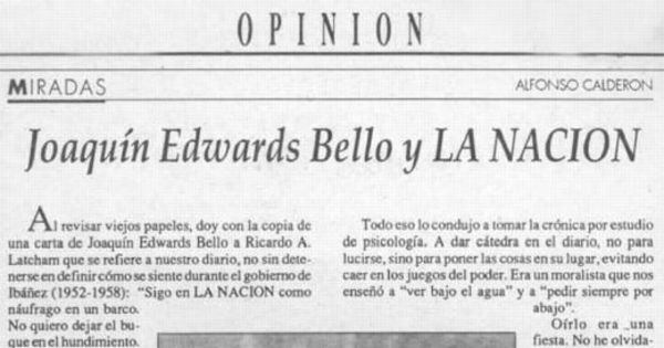 Joaquín Edwards Bello y La Nación