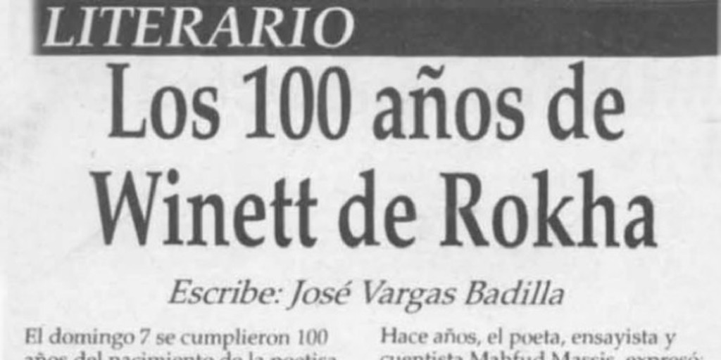 Los 100 años de Winett de Rokha