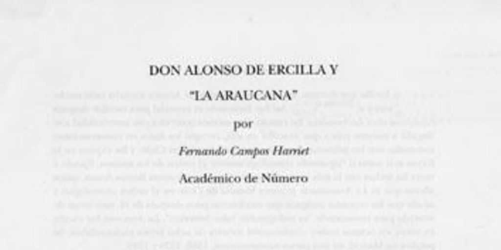 Don Alonso de Ercilla y La Araucana