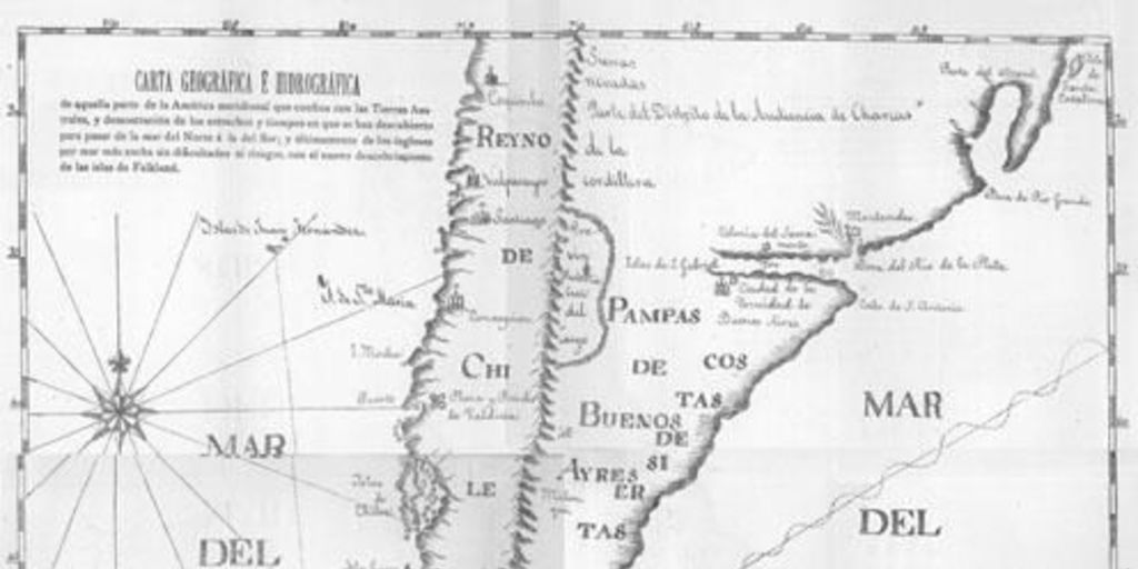 Carta geográfica e hidrográfica de aquella parte de la América Meridional que confina con las Tierras australes