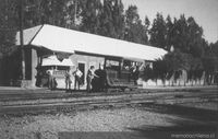 Estación de término del ferrocarril de la Braden Copper Company, hacia 1920