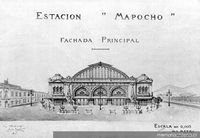 Fachada principal de Estación Mapocho, construida en 1912