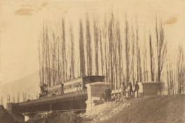Puente ferroviario sobre el río Mapocho, ca. 1860