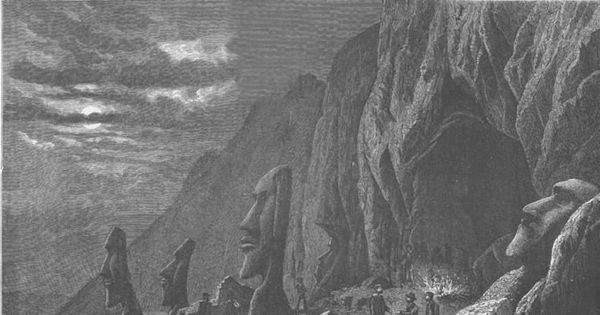 Campamento francés en el cráter del Rano Raraku