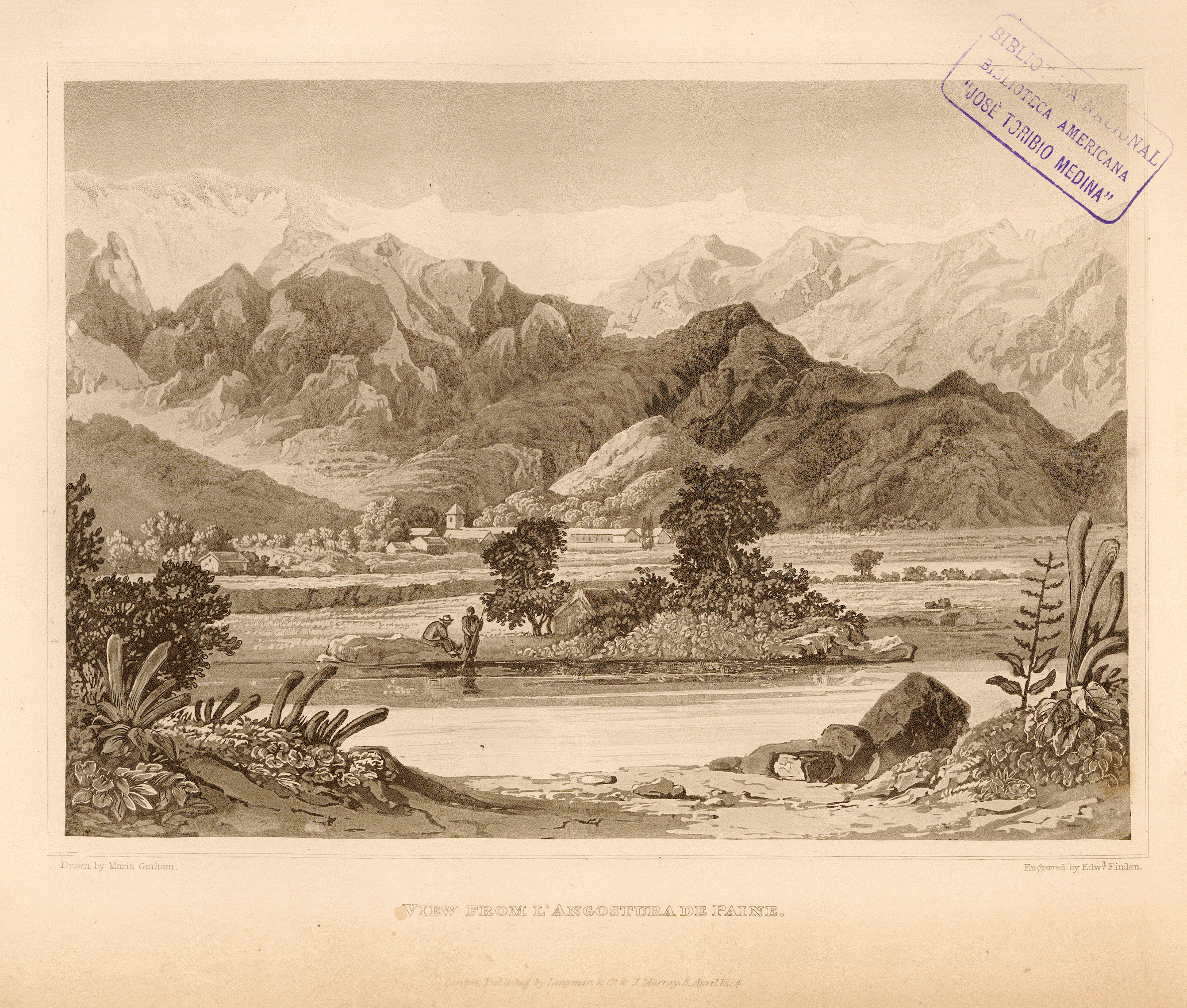 View from L' Angostura de Paine, 1822