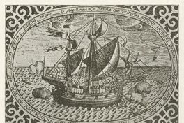 Nave Victoria, única de la armada de Hernando de Magallanes que dio la vuelta al mundo, grabado de 1603