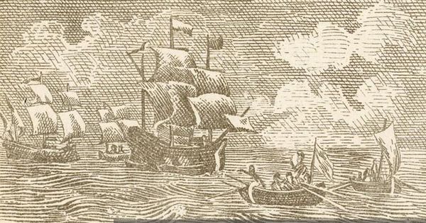 Magallanes atravesando el Estrecho en 1520