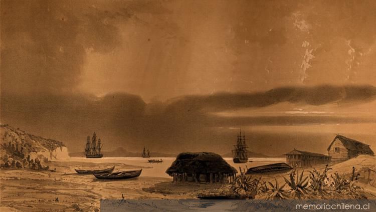 Establissement des baleiniers sur l´ Ile de Quiriquina, 1838