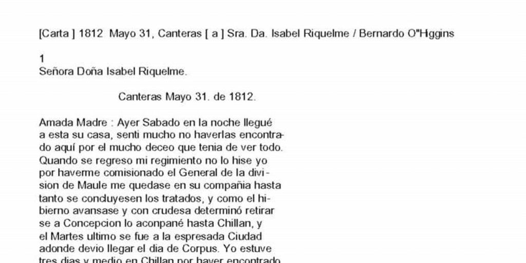 Carta 1813 a Sra. Da. Isabel Riquelme