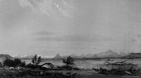 Cordillera of the Andes, as seen from mystery plain, near the Santa Cruz, hacia 1830
