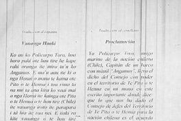 Transcripción del acta de Proclamación de Rapa Nui al Estado Chileno, 1888