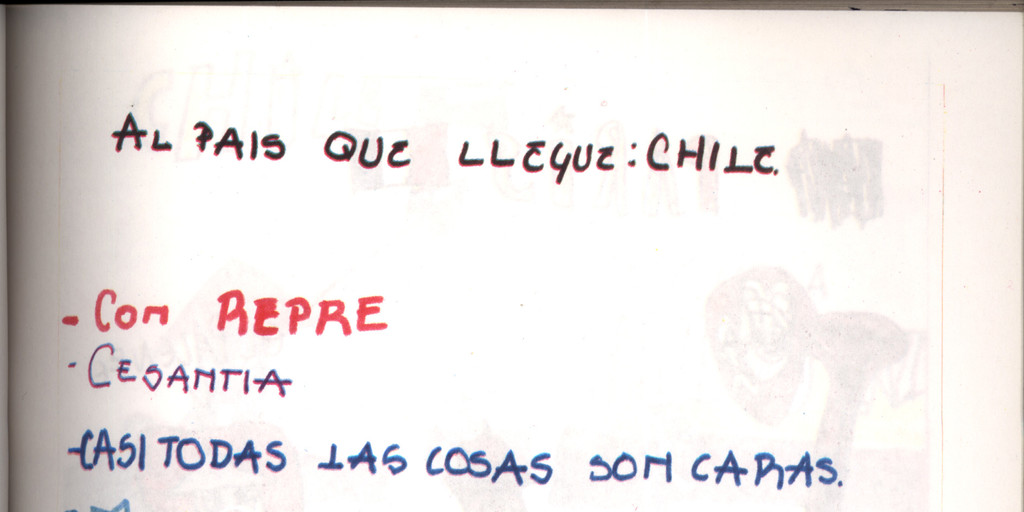 Dibujo de Leticia sobre Chile, 16 años, junio de 1989