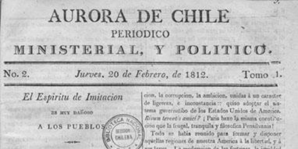 Aurora de Chile, periódico ministerial y político