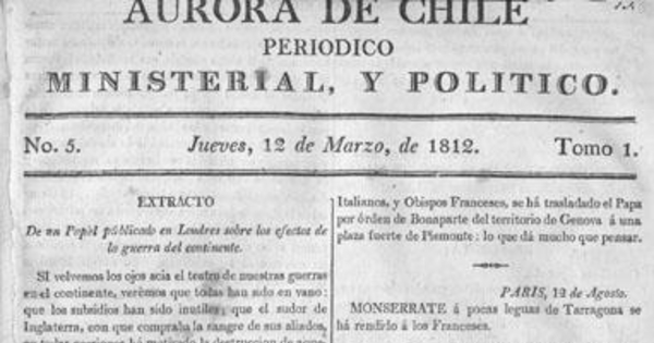 Aurora de Chile, periódico ministerial y político