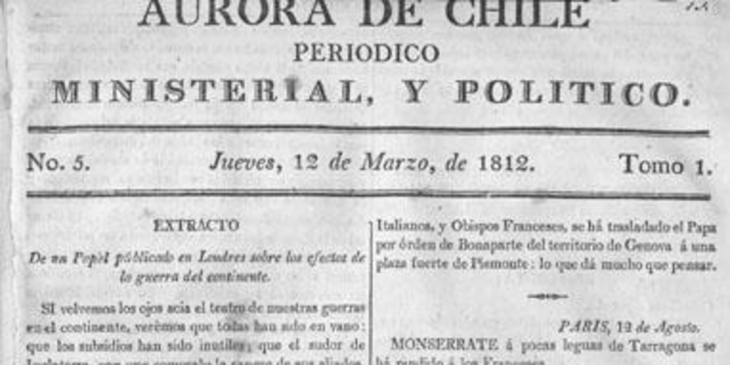 Aurora de Chile, periódico ministerial y político