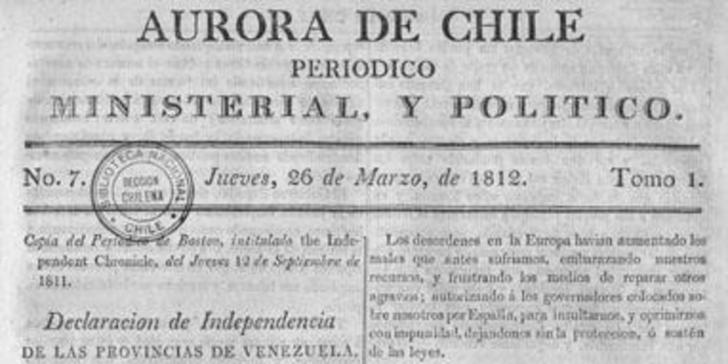 Aurora de Chile, periódico ministerial y político