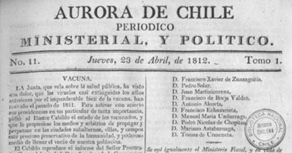 Aurora de Chile, periódico ministerial y político