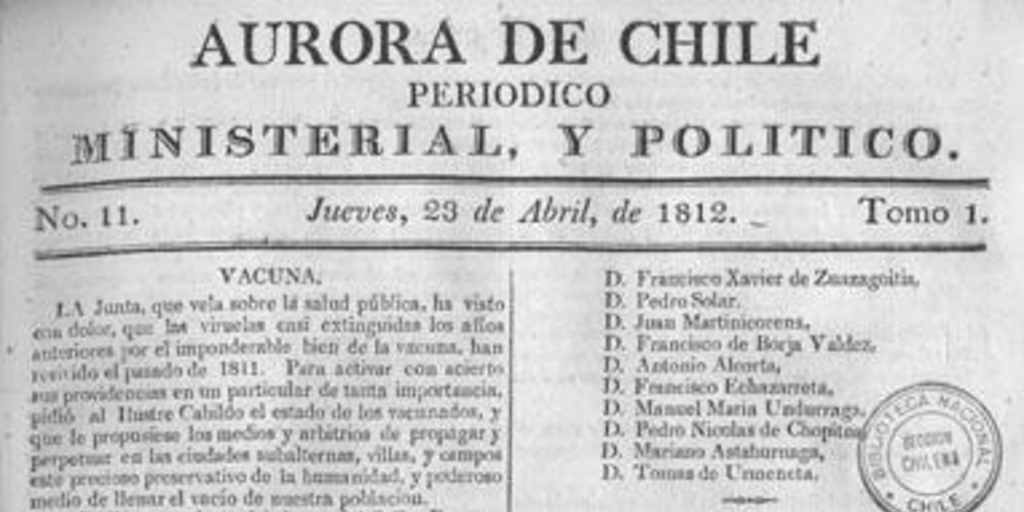Aurora de Chile, periódico ministerial y político