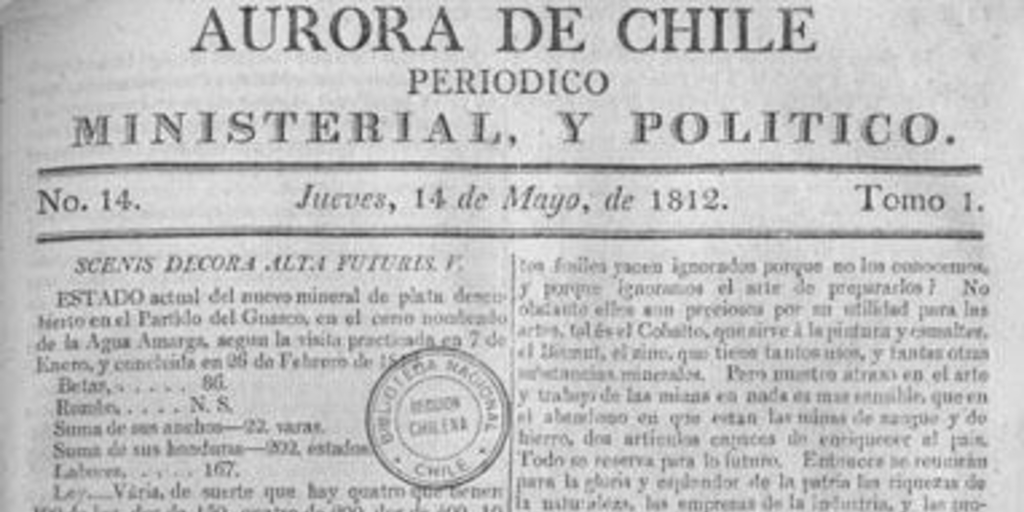 Aurora de Chile, periódico ministerial y político