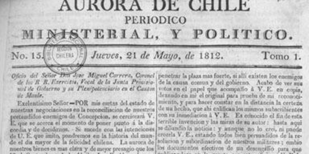 Aurora de Chile, periódico ministerial y político