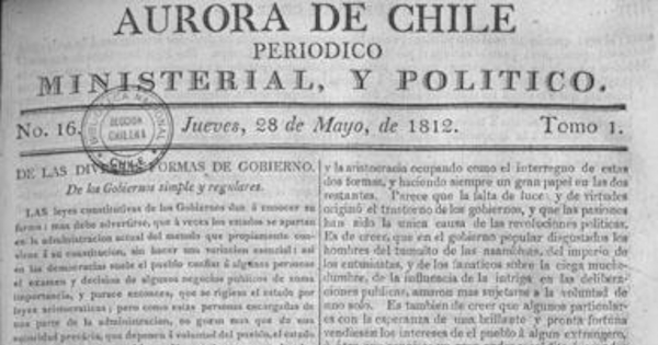 Aurora de Chile, periódico ministerial y político