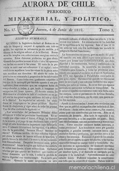 Aurora de Chile, periódico ministerial y político
