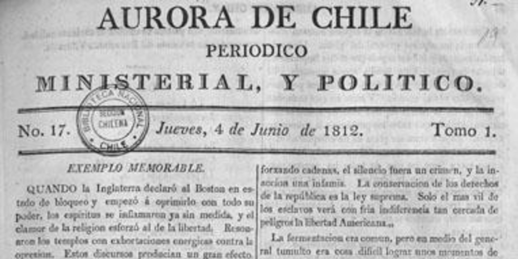 Aurora de Chile, periódico ministerial y político