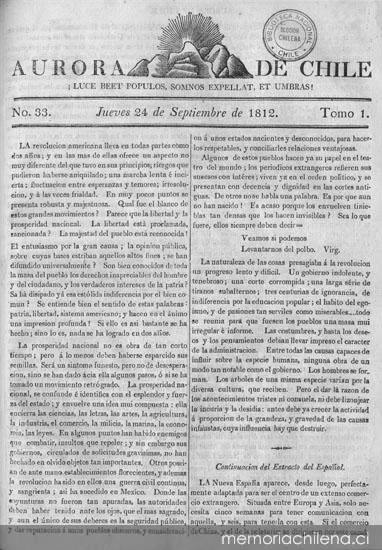 Aurora de Chile, periódico ministerial y político