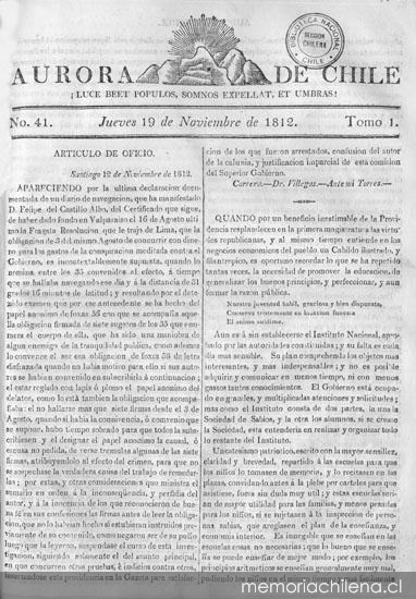 Aurora de Chile, periódico ministerial y político