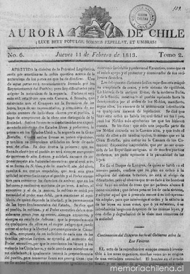 Aurora de Chile, periódico ministerial y político