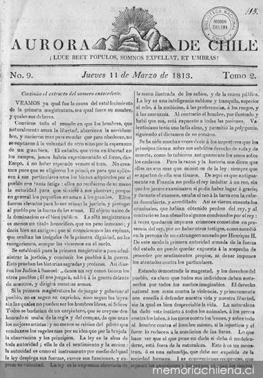 Aurora de Chile, periódico ministerial y político