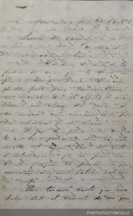 Montevideo, 6 de diciembre de 1878 : carta de Arturo Prat a Carmela Carvajal