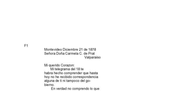 Montevideo, 21 de diciembre de 1878 : carta de Arturo Prat a Carmela Carvajal