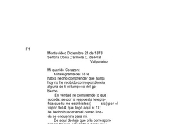 Montevideo, 21 de diciembre de 1878 : carta de Arturo Prat a Carmela Carvajal