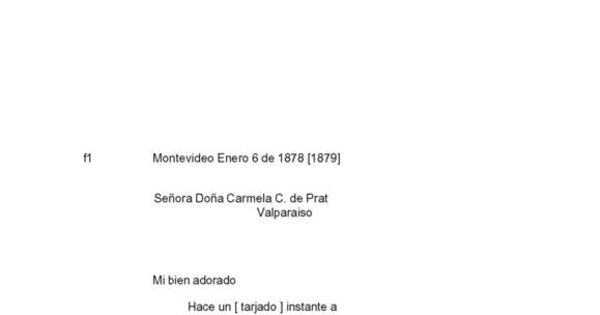 Montevideo, 6 de enero de 1878 [1879] : carta de Arturo Prat a Carmela Carvajal