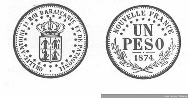 Monedas de Reino de la Araucanía y de la Patagonia : 1874