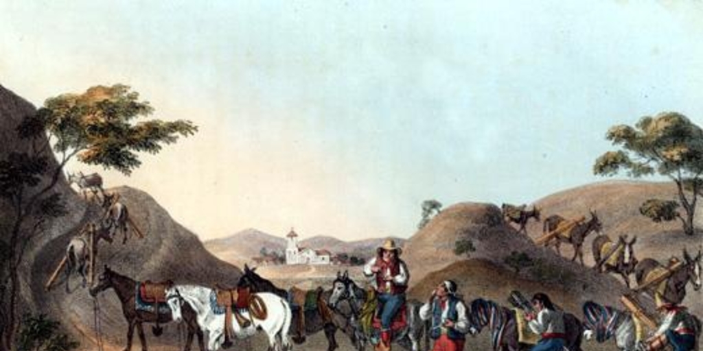 Arrieros transportando minerales, 1824