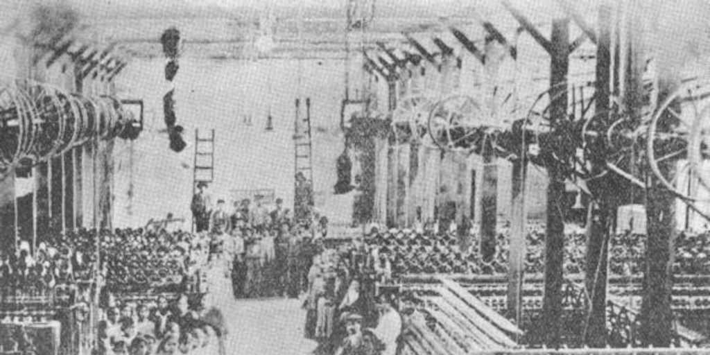 Interior de la fábrica de jarcias de Los Andes, 1922