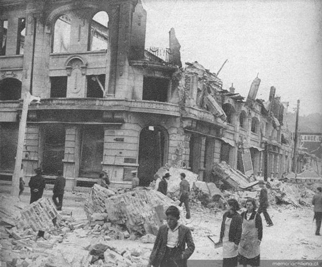 Calle Lincoyán, Concepción, tras el terremoto de 1939