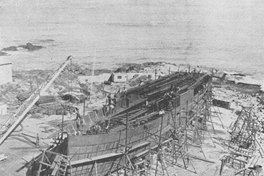 Astillero de Caleta Abarca. Construcción del barco Meteoro, Valparaíso, 1902