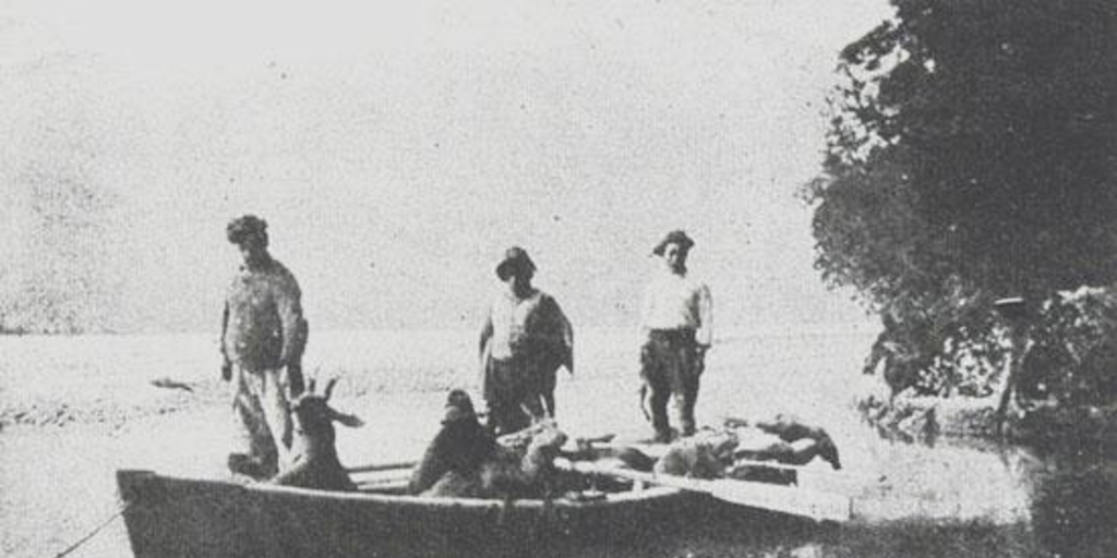 Caza de huemules en la región del río Baker, Aysén, hacia 1920