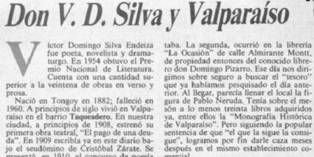 Don V. D. Silva y Valparaíso