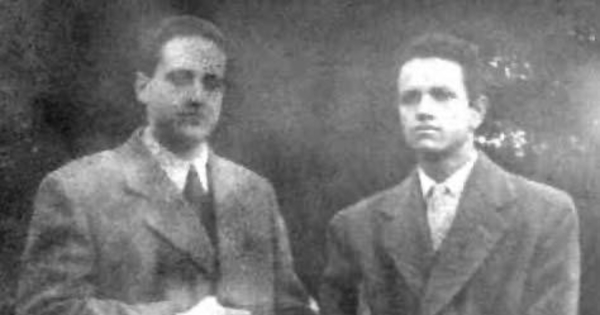 Miguel Arteche junto al poeta nicaragüense Salvador Murillo, 1950