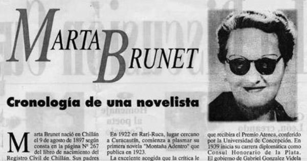 Marta Brunet, cronología de una novelista