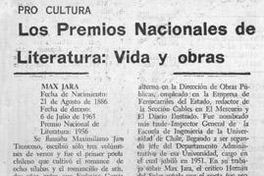 Los Premios Nacionales de Literatura : vida y obras