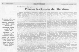 Premios Nacionales de Literatura : cuarta etapa editorial