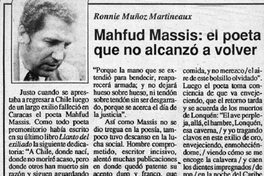 Mahfud Massis, el poeta que no alcanzó a volver