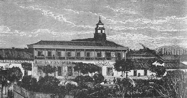 Plaza de Armas, costado sur, 1872